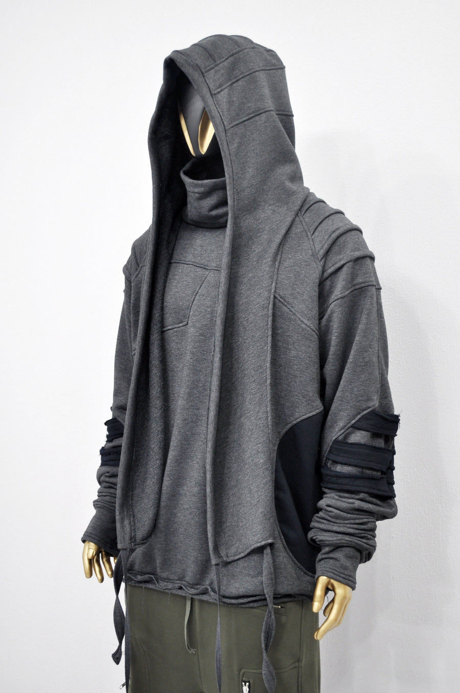 XS-8XL Washed Look Distressed Scarf Oversize Hood,High Neck Pullover,Ninja Mask Assassin,Steampunk Burning Man Designer Fashion -BB0157