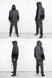 XS-8XL Washed Look Distressed Scarf Oversize Hood,High Neck Pullover,Ninja Mask Assassin,Steampunk Burning Man Designer Fashion -BB0157