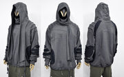 XS-8XL Washed Look Distressed Scarf Oversize Hood,High Neck Pullover,Ninja Mask Assassin,Steampunk Burning Man Designer Fashion -BB0157
