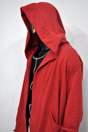 XS-8XL Red Oversize Overlong Loose Cardigan with Hood,Side Pockets Windbreaker Cloak,Cyberpunk Techwear Cape Coat, Futuristic Clothes- BB159