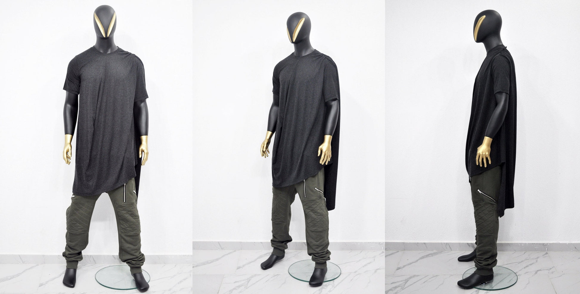 XS-8XL Asymmetrical Draped Viscose Cotton Ann Original Design Retro Silhouette Deconstruction Design Dress Tunic,Short Sleeve Lengthen-BB528