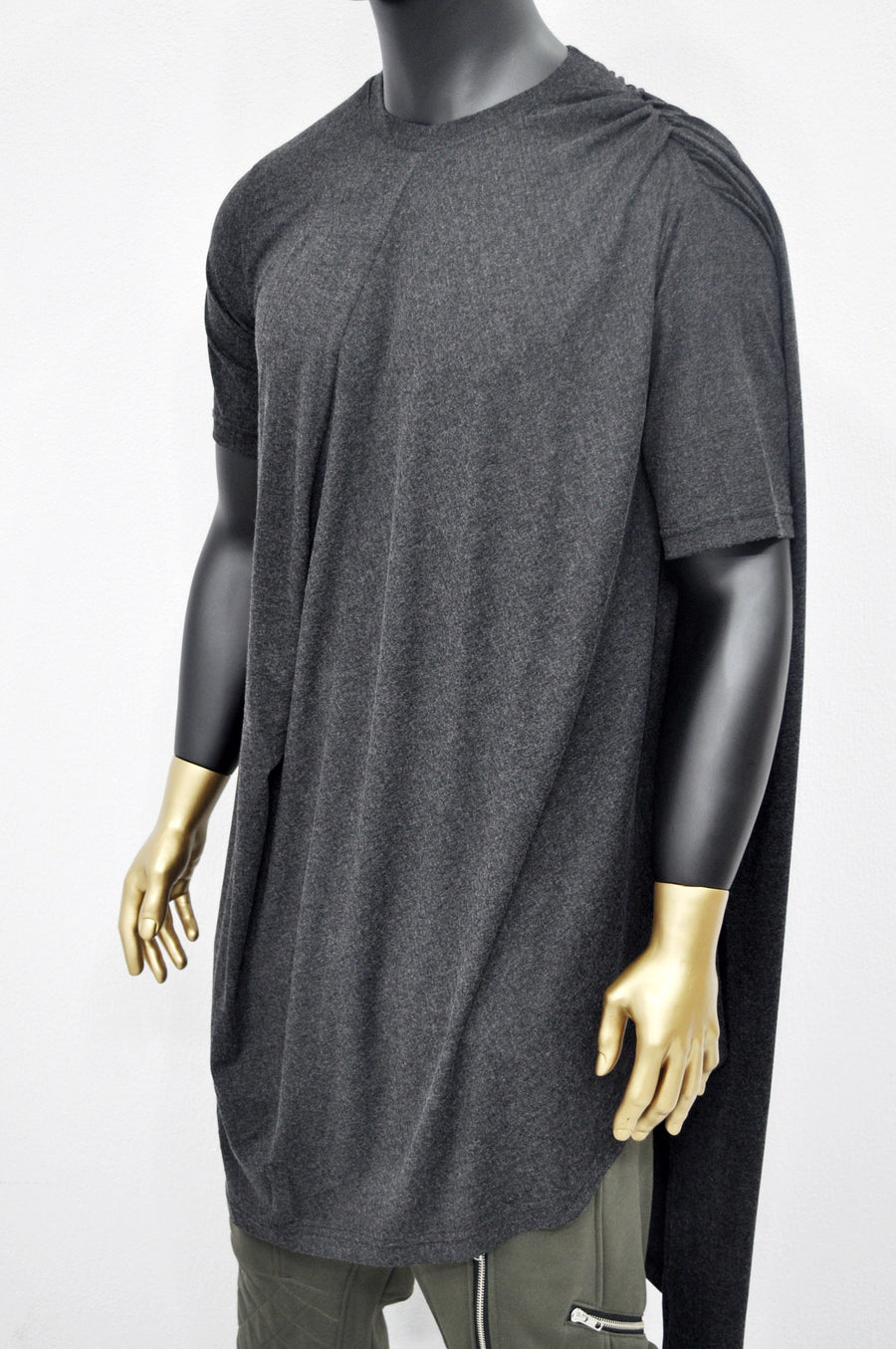 XS-8XL Asymmetrical Draped Viscose Cotton Ann Original Design Retro Silhouette Deconstruction Design Dress Tunic,Short Sleeve Lengthen-BB528