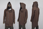 XS-8XL Overlong Oversized Essentials Hooded Full Zip Long Sleeve Hoodie,Thums Hole,AvantGarde Cardigan JACKET,Punk Anarchy, Futuristic-BB050