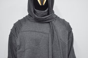 XS-8XL Washed Look Distressed Scarf Oversize Hood,High Neck Pullover,Ninja Mask Assassin,Steampunk Burning Man Designer Fashion -BB0157