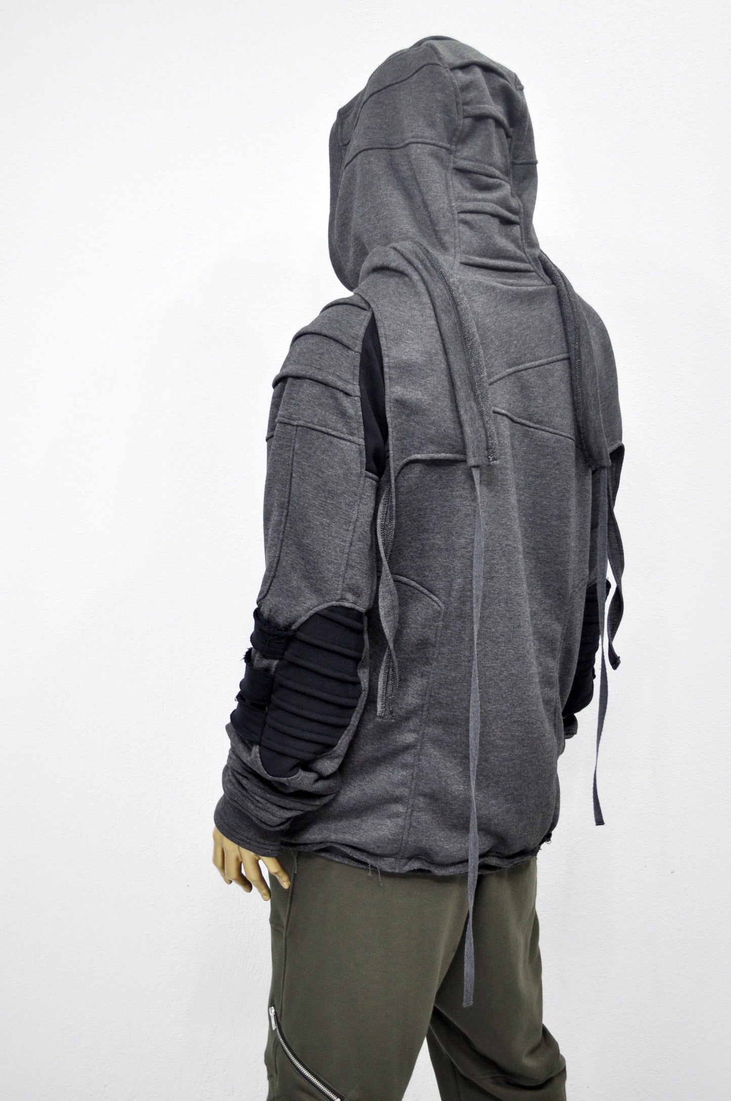 XS-8XL Washed Look Distressed Scarf Oversize Hood,High Neck Pullover,Ninja Mask Assassin,Steampunk Burning Man Designer Fashion -BB0157
