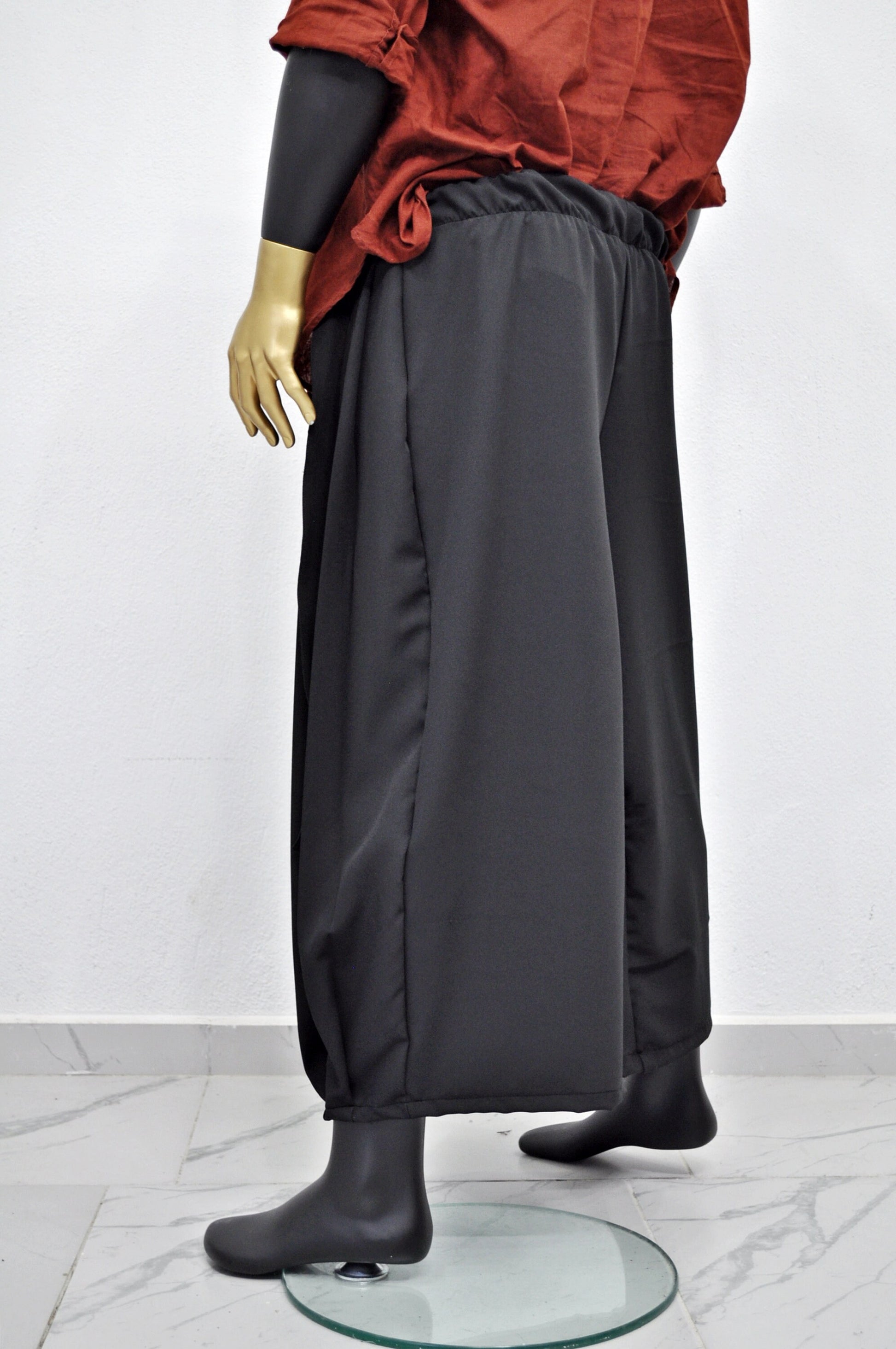 XS - 8XL Wrap Kilt Skirt Pant,Pleated A-line, Dark Black Mid-Lenght irregular Skirt,Relaxed,Cyberpunk Steampunk,Regalo,Kreso,Ashashin- BB868