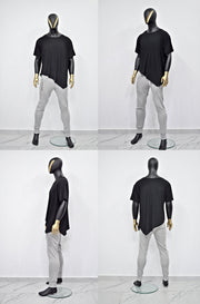 XS-8XL Men's Black T-shirt, Short Sleeve, Geometric Futuristic Top, Loose Viscose Cotton Tee, Summer Festival Halloween Essentials-BB500E