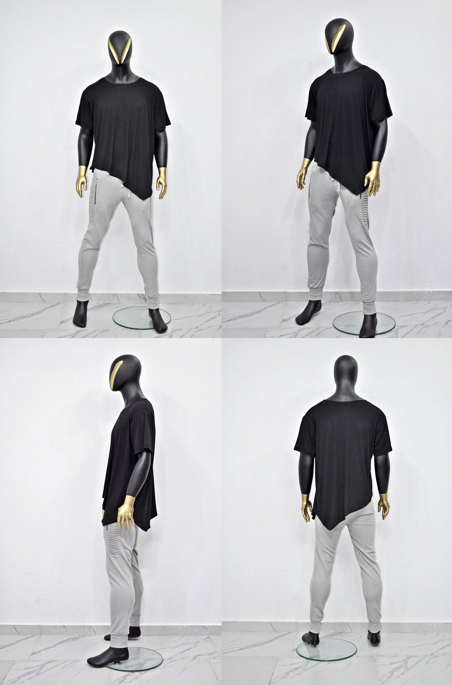 XS-8XL Men's Black T-shirt, Short Sleeve, Geometric Futuristic Top, Loose Viscose Cotton Tee, Summer Festival Halloween Essentials-BB500E