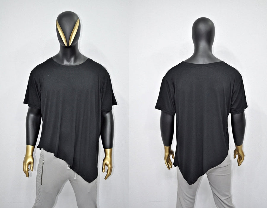 XS-8XL Men's Black T-shirt, Short Sleeve, Geometric Futuristic Top, Loose Viscose Cotton Tee, Summer Festival Halloween Essentials-BB500E