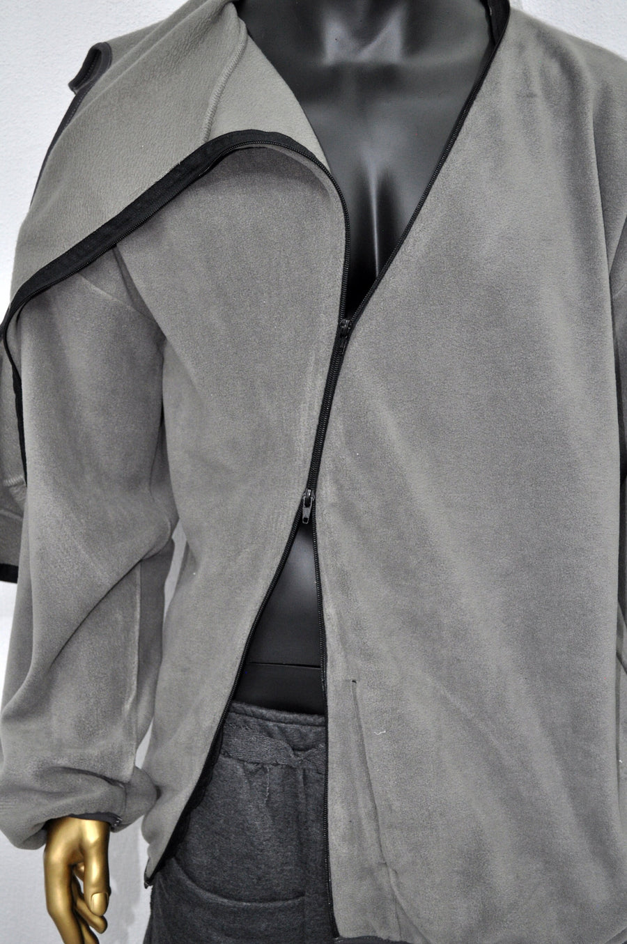 XS-8XL Symmetrical Zip Through Hood Polar Fleece Jacket Pullover, Ninja Assassin Hoodie,Steampunk Gothic, winter cozy Loose Hoodie-BB0162