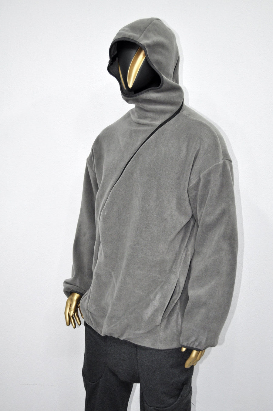XS-8XL Symmetrical Zip Through Hood Polar Fleece Jacket Pullover, Ninja Assassin Hoodie,Steampunk Gothic, winter cozy Loose Hoodie-BB0162