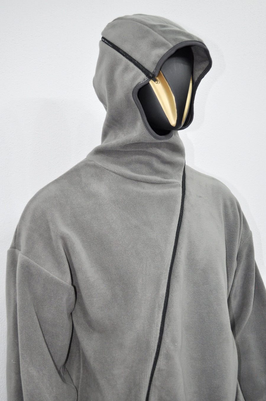 XS-8XL Symmetrical Zip Through Hood Polar Fleece Jacket Pullover, Ninja Assassin Hoodie,Steampunk Gothic, winter cozy Loose Hoodie-BB0162