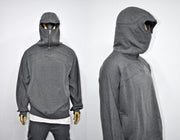 XS-8XL Men's High Quality Asid Wash Look Oversized Hooded Sweatshirt,Half Covering Face Zipper Ashassin ,Cyber Anarchy Burning Man-BB0164
