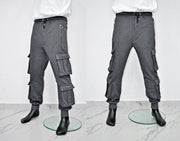 XS-8XL New Black Men's Military Cargo Pants Loose Fit Biker 3 Diognal Zipper Side Pockets Sweatpant Joggers / Tapered Fit Round Zipper-BB247