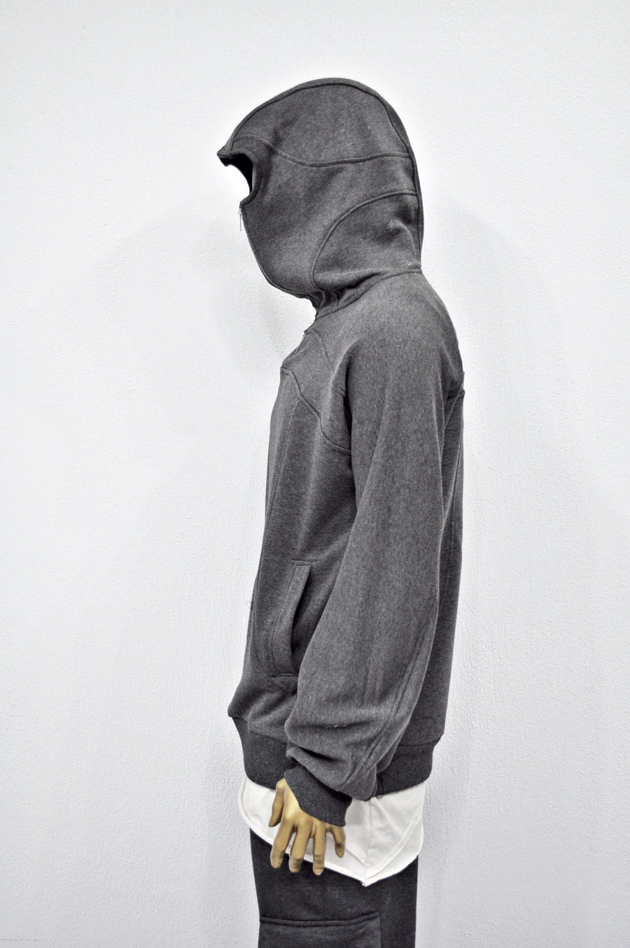 XS-8XL Men's High Quality Asid Wash Look Oversized Hooded Sweatshirt,Half Covering Face Zipper Ashassin ,Cyber Anarchy Burning Man-BB0164
