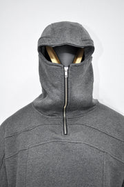 XS-8XL Men's High Quality Asid Wash Look Oversized Hooded Sweatshirt,Half Covering Face Zipper Ashassin ,Cyber Anarchy Burning Man-BB0164