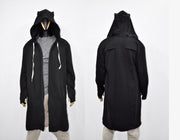 XS-8XL Men Overlong Steampunk Snake-Shaped Hooded Zip-up Hoodie Jacket,Long Sleeve Pullover,Gothic Avant Garde Cardigan,Asymmetri Punk-BB013