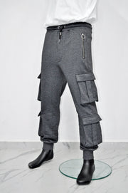 XS-8XL New Black Men's Military Cargo Pants Loose Fit Biker 3 Diognal Zipper Side Pockets Sweatpant Joggers / Tapered Fit Round Zipper-BB247