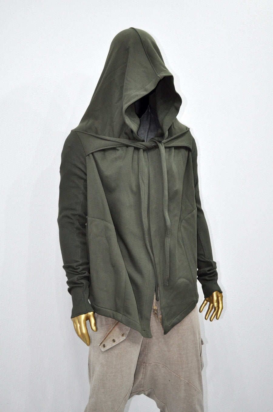XS-8XL Cyberpunk Asymmetric Big Hooded Tie Dark Ninja Sweatshirt Shawl Pointed Hoodie ,Ashassin Cardigan,Anarchy Futuristic Burning Mn-BB111
