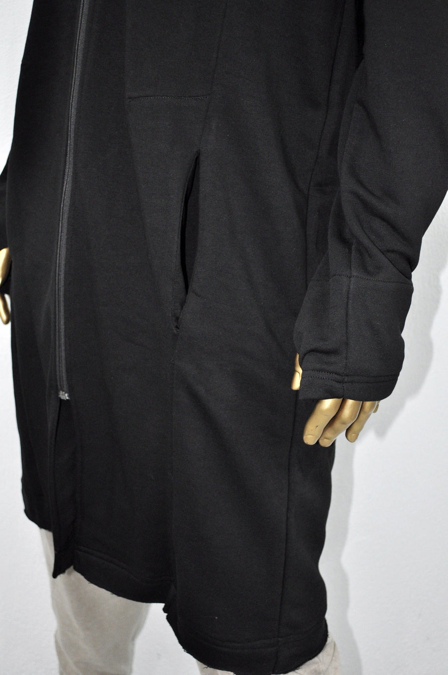XS-8XL Men Overlong Steampunk Snake-Shaped Hooded Zip-up Hoodie Jacket,Long Sleeve Pullover,Gothic Avant Garde Cardigan,Asymmetri Punk-BB013