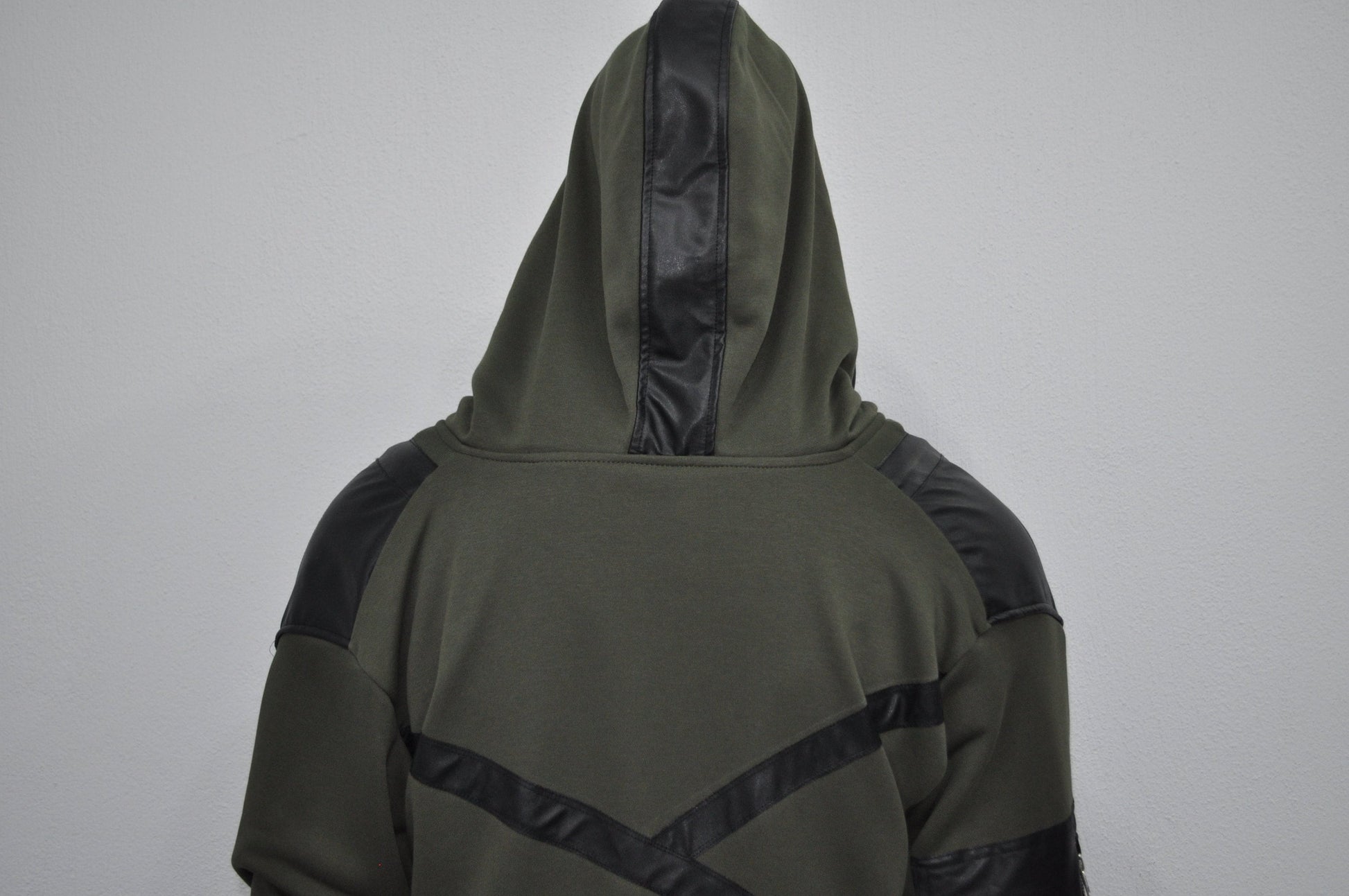 XS-8XL Leather Trim Creed Giant Hood Asymetrical Dust Shawl Cardigan Hoodie,Cyber Long SteamPunk festival,Kimono Gothic Soft Ashassin-BB0167