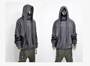 XS-8XL Washed Look Distressed Scarf Oversize Hood,High Neck Pullover,Ninja Mask Assassin,Steampunk Burning Man Designer Fashion -BB0157