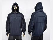 XS-8XL Men's Navy Techwear Thumb Hole Quilted Jumper Hoodie,Biker Drop Shoulder,Pintuck Ribbing Pullover,Cyber SteamPunk,Futuristic-BB285ÜST