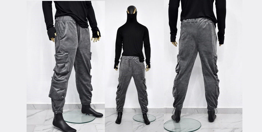 XS-8XL Mens 2077 Winter Soft Velour Comfort Casual Streetwear Loose Trousers Kanye Harem Baggy Pant, Jogger,Elastic Waist,Relax Linen -BB298