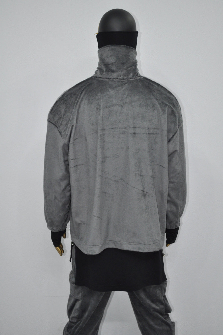 XS-8XL Winter Soft Velour Jacket, Comfort Loose Top, Asymetrical Pockets Goth Full zip Cardigan Polo High Neck Hoodie, SteamPunk -BB0171
