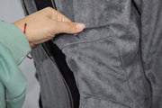 XS-8XL Winter Soft Velour Jacket, Comfort Loose Top, Asymetrical Pockets Goth Full zip Cardigan Polo High Neck Hoodie, SteamPunk -BB0171