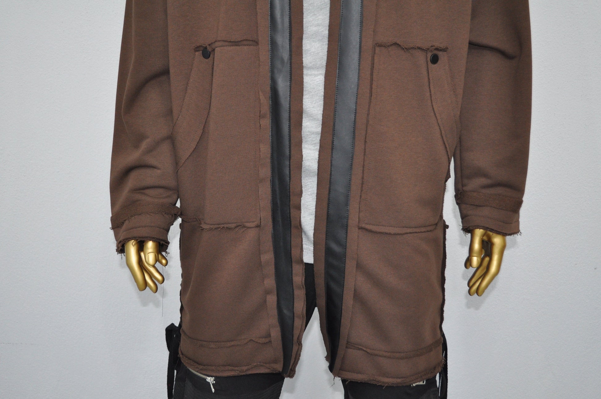 XS-8XL Oversize Hooded Loose Long Leather Trim Edge Drawstring Tied Up Baggy Cardigan,Avantgarde Timeless Blanket PLush Soft Comfort- BB0143