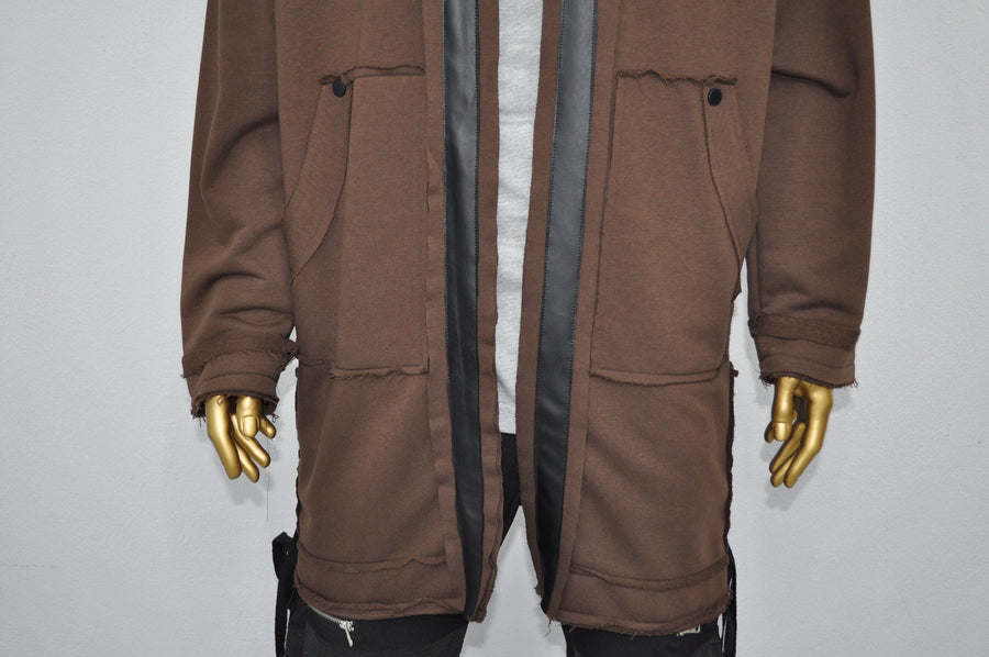 XS-8XL Oversize Hooded Loose Long Leather Trim Edge Drawstring Tied Up Baggy Cardigan,Avantgarde Timeless Blanket PLush Soft Comfort- BB0143