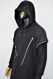 XS - 8XL Men Dark Original Design Double Sleeve Lk, Asymmetric Zip, Irregular Cut Hoodie,Cyberpunk Pullover,Loose Luxury Femin Gothic-BB0115