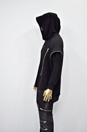 XS - 8XL Men Dark Original Design Double Sleeve Lk, Asymmetric Zip, Irregular Cut Hoodie,Cyberpunk Pullover,Loose Luxury Femin Gothic-BB0115
