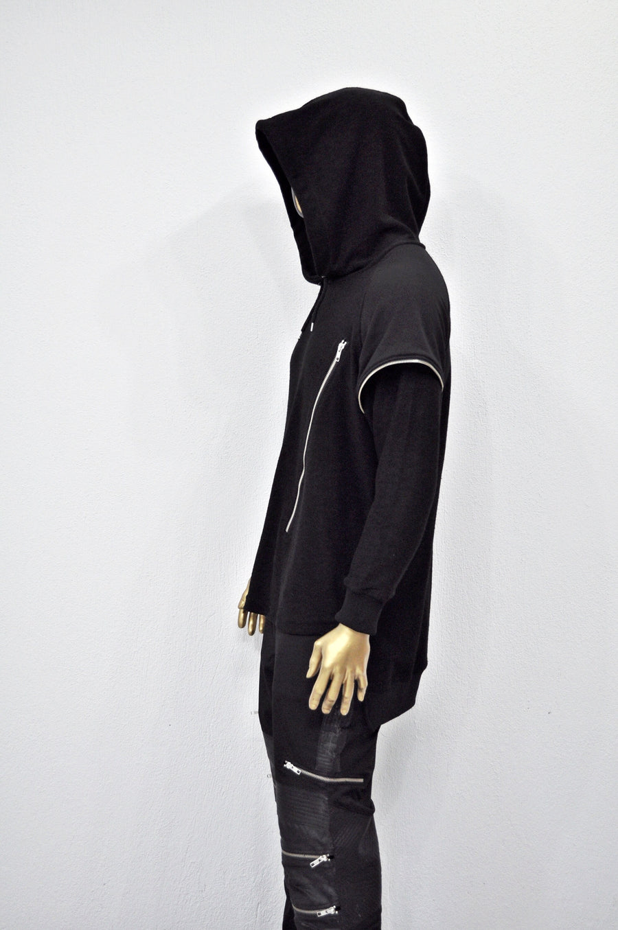XS - 8XL Men Dark Original Design Double Sleeve Lk, Asymmetric Zip, Irregular Cut Hoodie,Cyberpunk Pullover,Loose Luxury Femin Gothic-BB0115