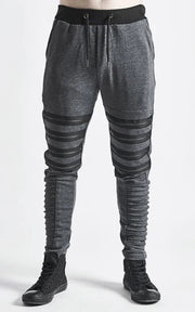 XS - 8XL Men's Zipper Knee Korean Style Casual Biker Pants, Tapered Fitted Jogger Trouser, Elastic Waist,Relaxed Sweatpants, Gothic,St-BB297