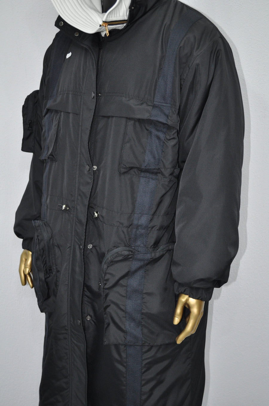 Dark Long Windbreaker Loose Jacket, Over the Knee Hooded Big Pocket Trenchcoat
