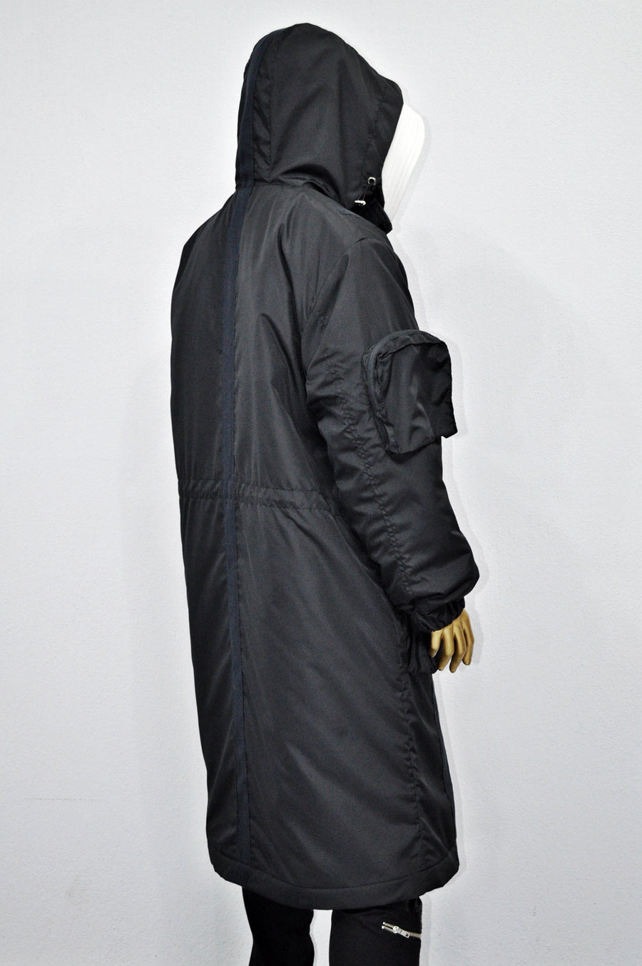 Dark Long Windbreaker Loose Jacket, Over the Knee Hooded Big Pocket Trenchcoat