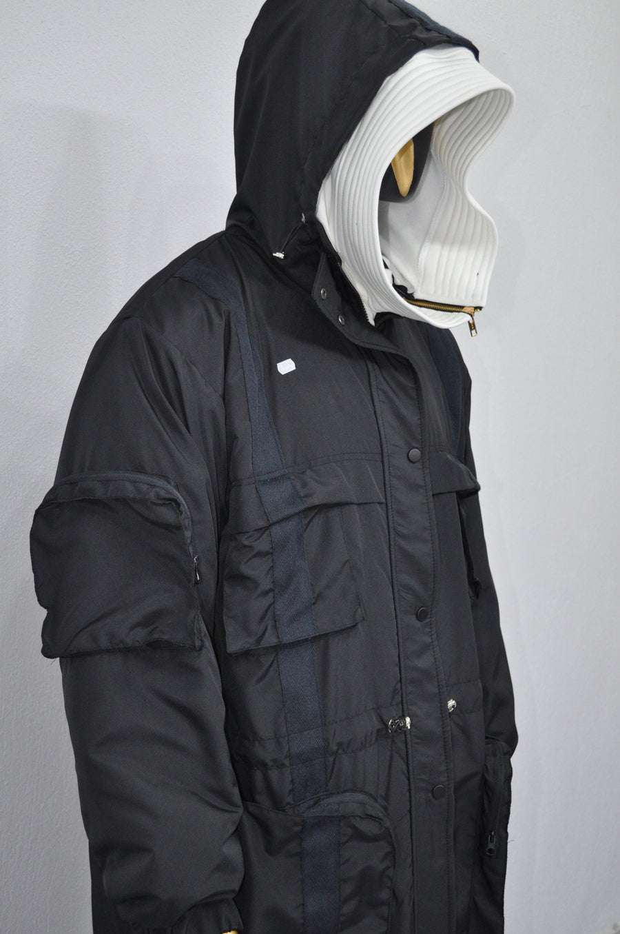 Dark Long Windbreaker Loose Jacket, Over the Knee Hooded Big Pocket Trenchcoat