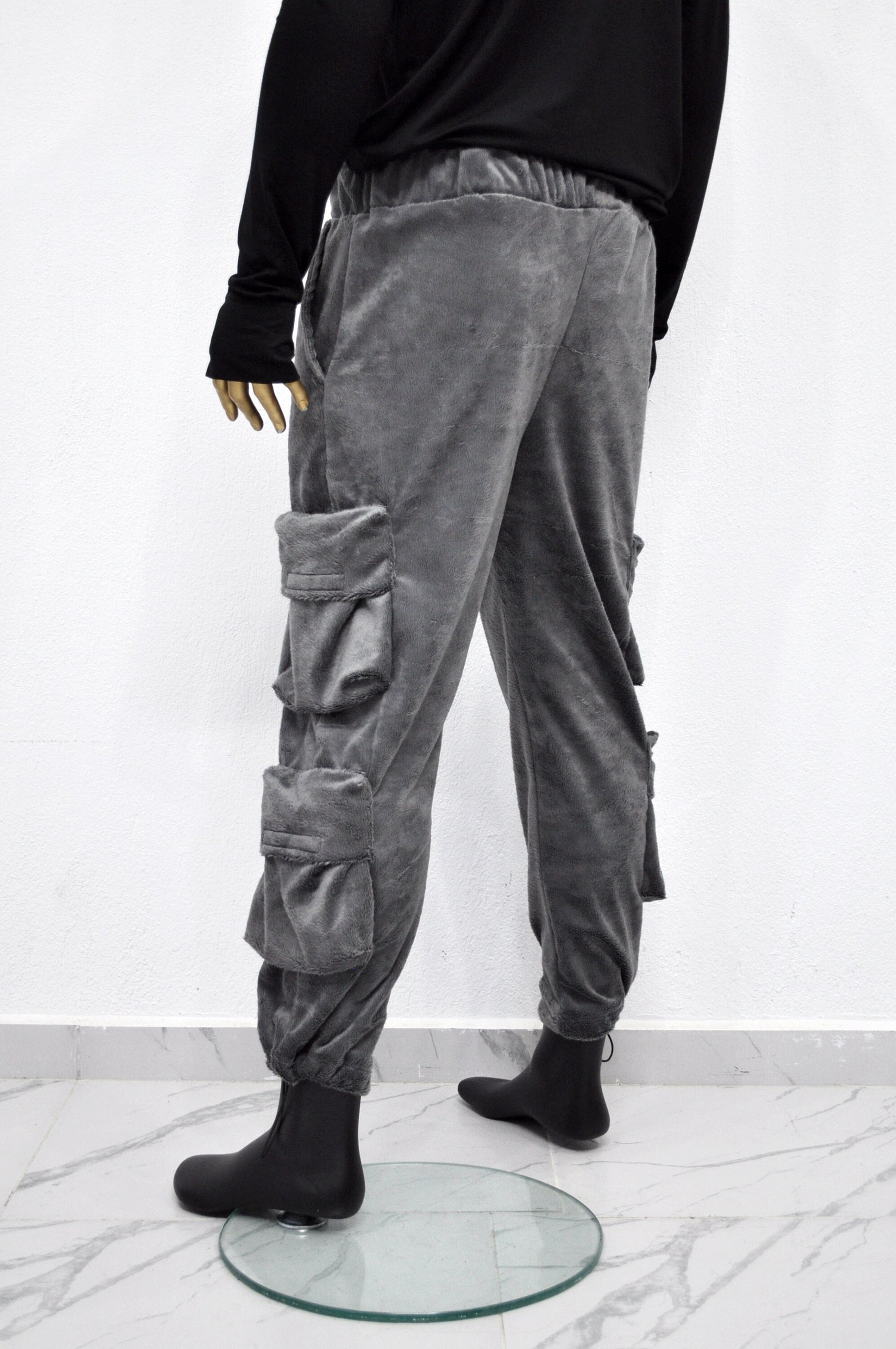 XS-8XL Mens 2077 Winter Soft Velour Comfort Casual Streetwear Loose Trousers Kanye Harem Baggy Pant, Jogger,Elastic Waist,Relax Linen -BB298