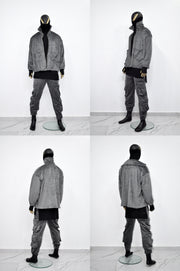 XS-8XL Winter Soft Velour Jacket, Comfort Loose Top, Asymetrical Pockets Goth Full zip Cardigan Polo High Neck Hoodie, SteamPunk -BB0171