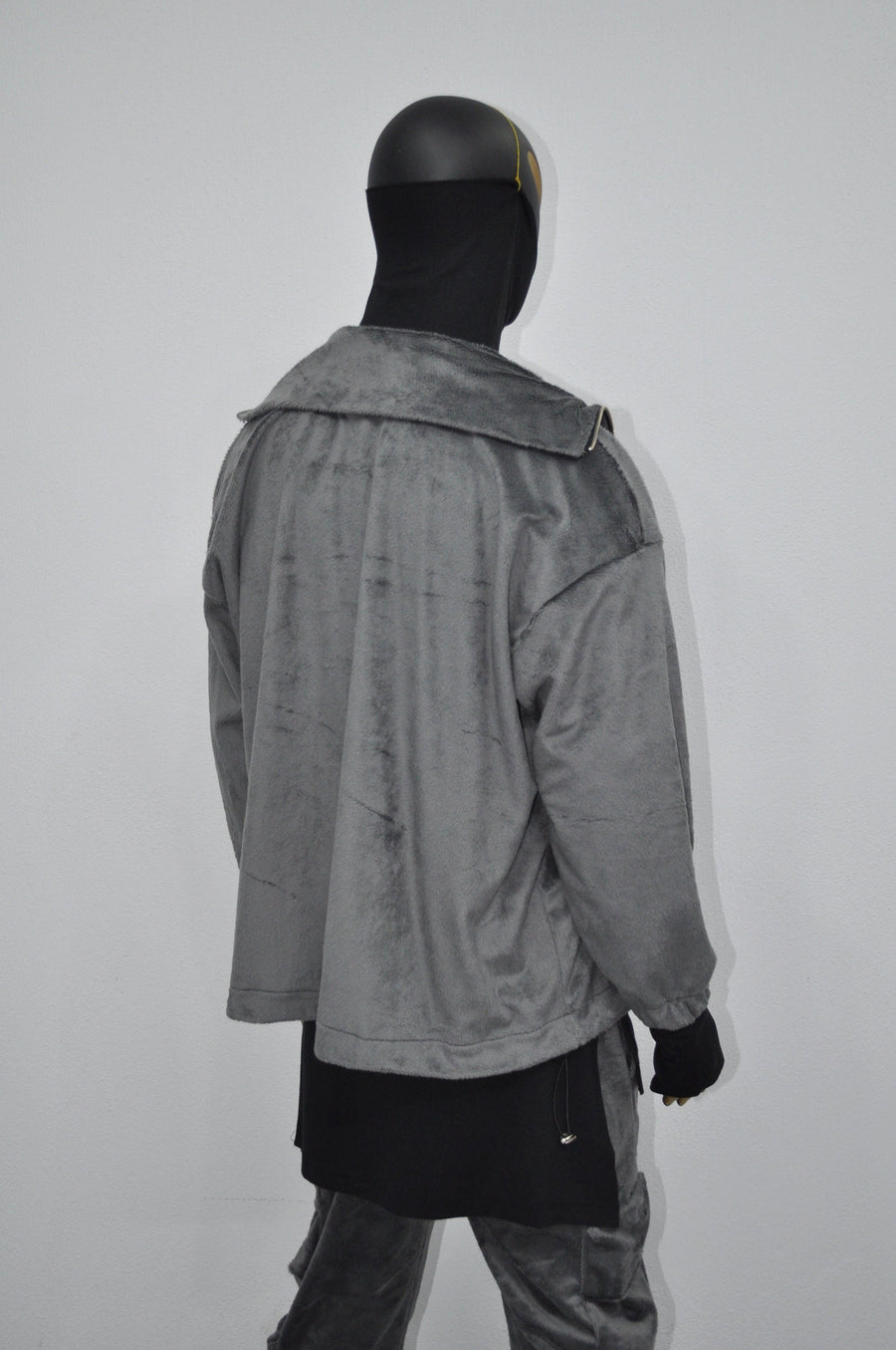 XS-8XL Winter Soft Velour Jacket, Comfort Loose Top, Asymetrical Pockets Goth Full zip Cardigan Polo High Neck Hoodie, SteamPunk -BB0171