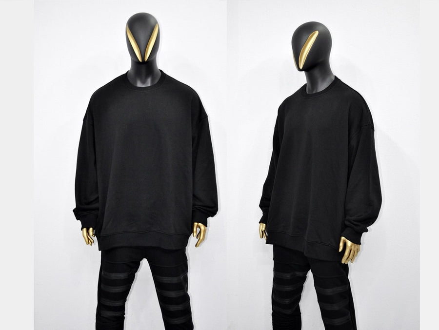XS-8XL Crew Neck Extra Long Mega Oversize Pullover, Essentials Long Sleeve Sweatshirt Tunic,Goth, Asymmetric Hem Loose Cozy Top- BB172