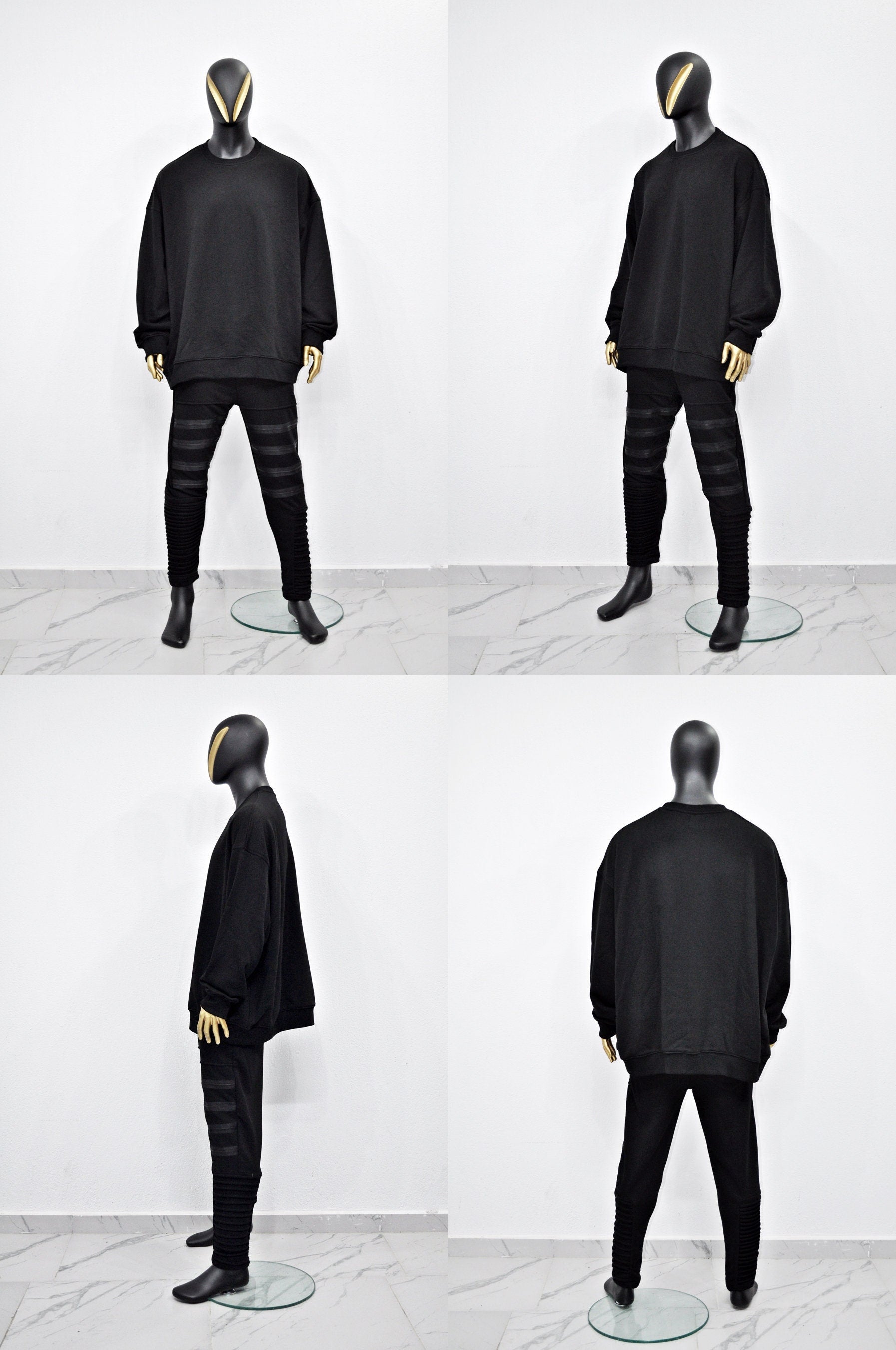 XS-8XL Crew Neck Extra Long Mega Oversize Pullover, Essentials Long Sleeve Sweatshirt Tunic,Goth, Asymmetric Hem Loose Cozy Top- BB172