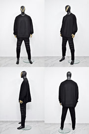 XS-8XL Crew Neck Extra Long Mega Oversize Pullover, Essentials Long Sleeve Sweatshirt Tunic,Goth, Asymmetric Hem Loose Cozy Top- BB172
