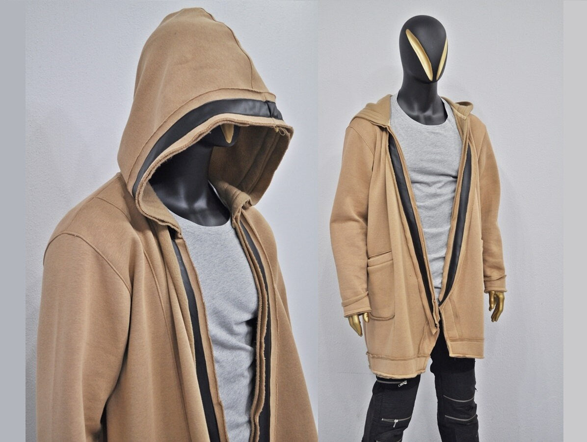 XS-8XL Oversized Hood, Soft Cozy Loose Cardigan,Overlong,Timeless Gothic Fashion,Streetwear Cloak Cape Coat,Leather Trim Kimono- BB0142