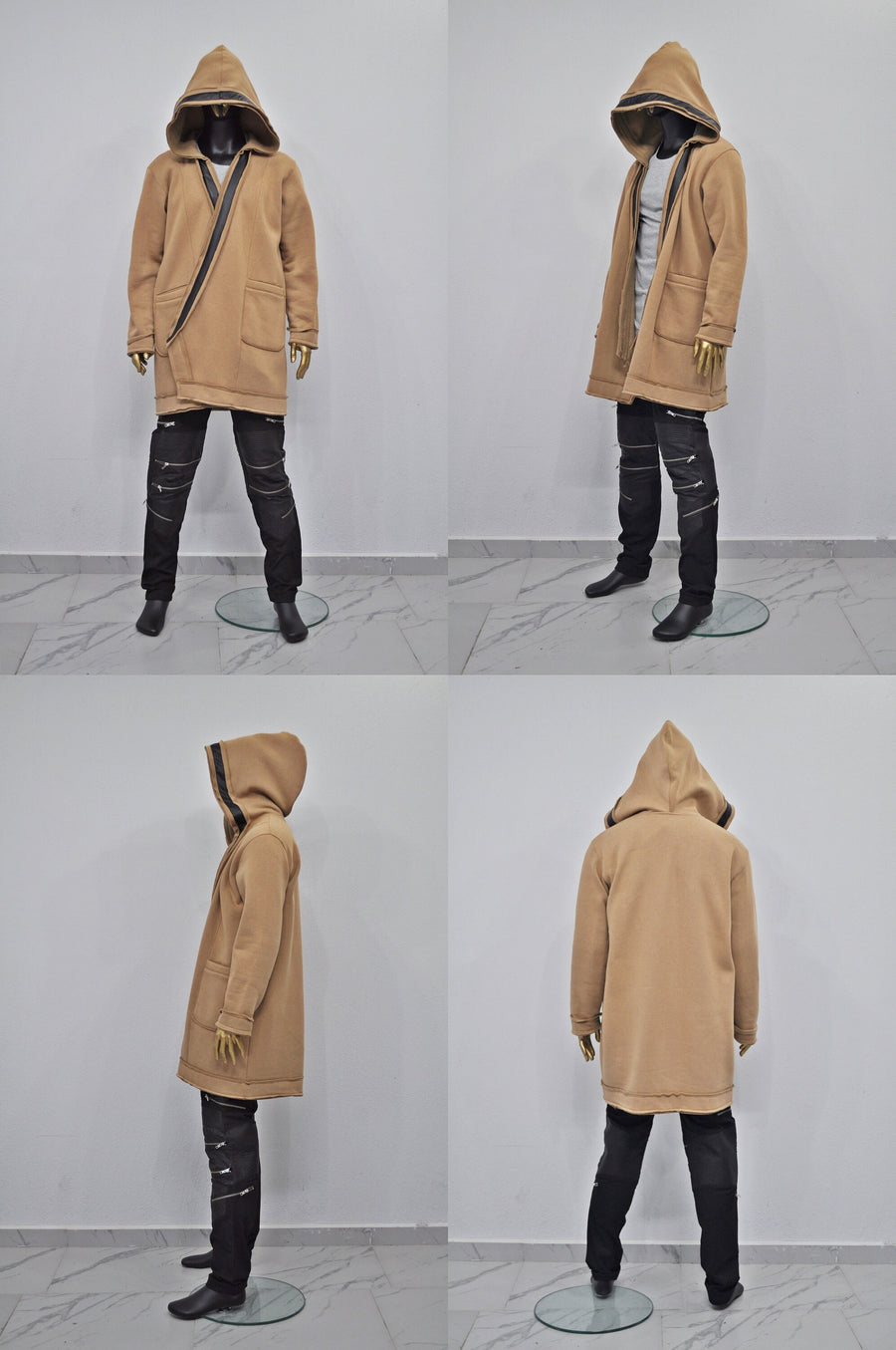 XS-8XL Oversized Hood, Soft Cozy Loose Cardigan,Overlong,Timeless Gothic Fashion,Streetwear Cloak Cape Coat,Leather Trim Kimono- BB0142