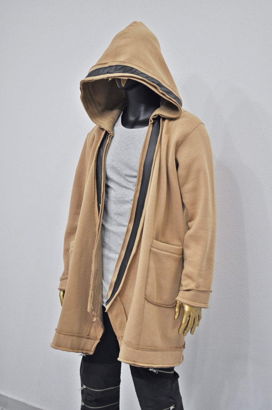 XS-8XL Oversized Hood, Soft Cozy Loose Cardigan,Overlong,Timeless Gothic Fashion,Streetwear Cloak Cape Coat,Leather Trim Kimono- BB0142