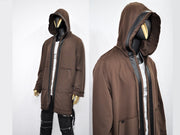 XS-8XL Oversize Hooded Loose Long Leather Trim Edge Drawstring Tied Up Baggy Cardigan,Avantgarde Timeless Blanket PLush Soft Comfort- BB0143