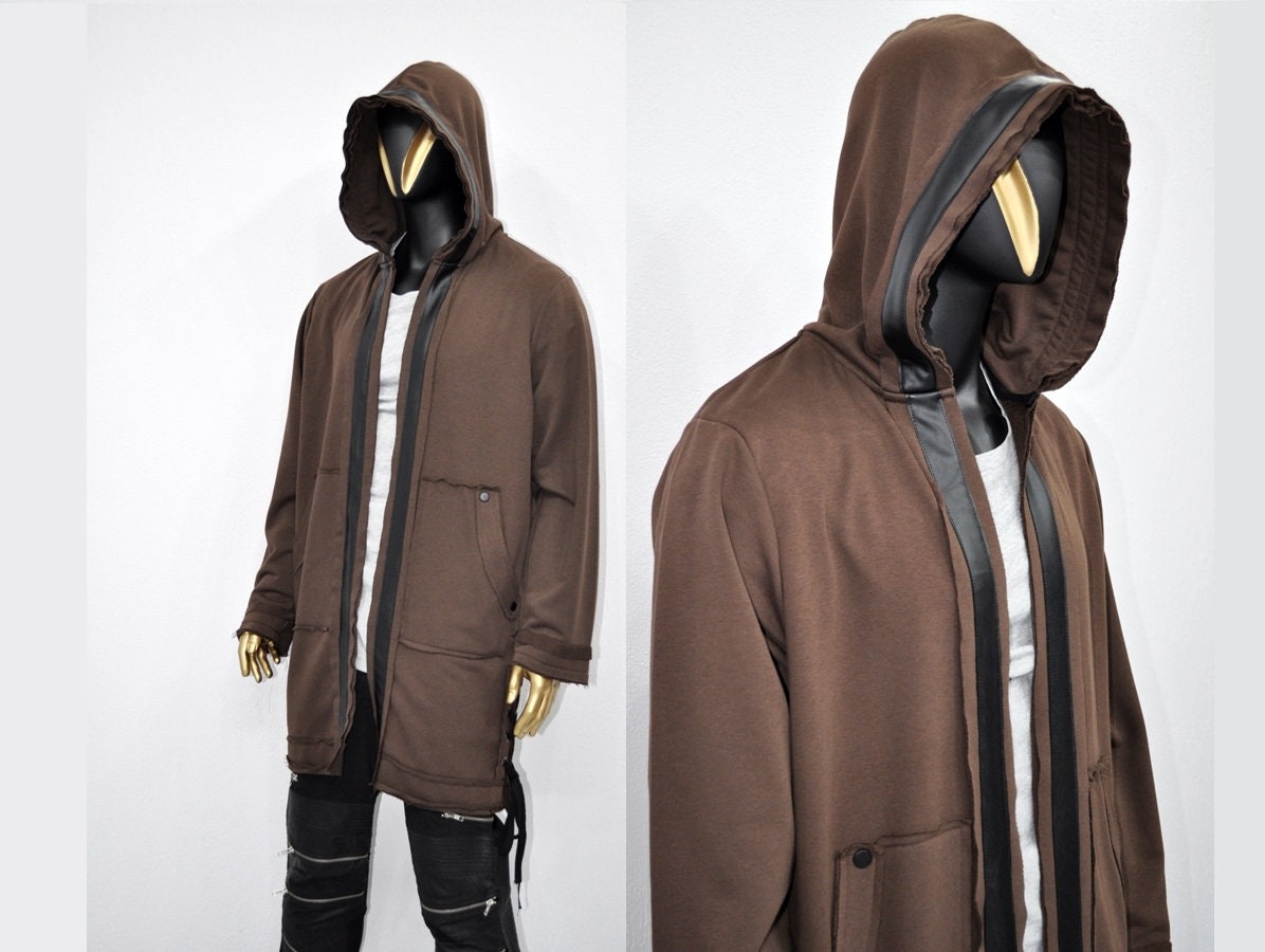 XS-8XL Oversize Hooded Loose Long Leather Trim Edge Drawstring Tied Up Baggy Cardigan,Avantgarde Timeless Blanket PLush Soft Comfort- BB0143